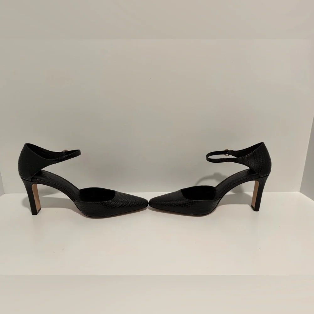 J. Crew Made-in-Spain Jules pumps in snake-embossed black leather CC063 $278 11